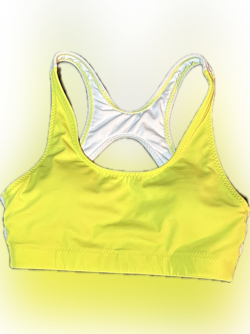 Women’s Bright Yellow Fabletics Sporty Racerback Shaping Swim Tank - Small